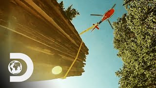 The Guys Use A Helicopter To Transport Cabin Up A Hill | Lost Mines: Restored