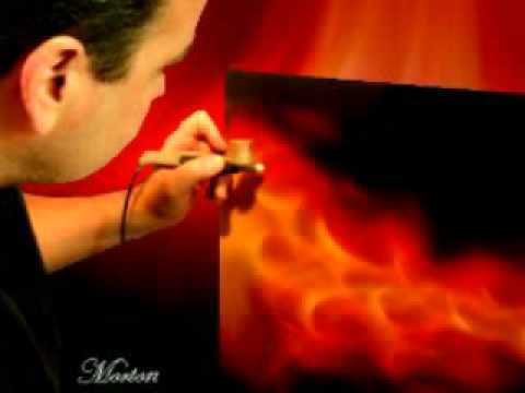 airbrush true fire blue green white red smoke lightning new nail arts design