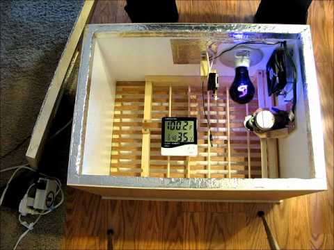 Homemade Incubator with Fan, Thermostat, and Automatic Egg Turner 