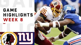 Redskins Vs. Giants Week 8 Highlights Nfl 2018