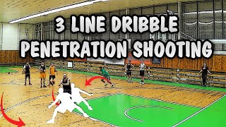 3 man continuous drive & kick penetration shooting