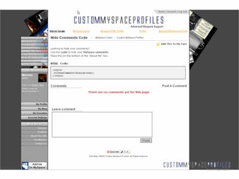 code to hide general on myspace 2 0