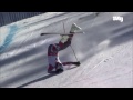 Bode Miller Crash in Beaver Creek Bad Injury Fall and Cut Leg men's Super-G Alpine 05 02 2015