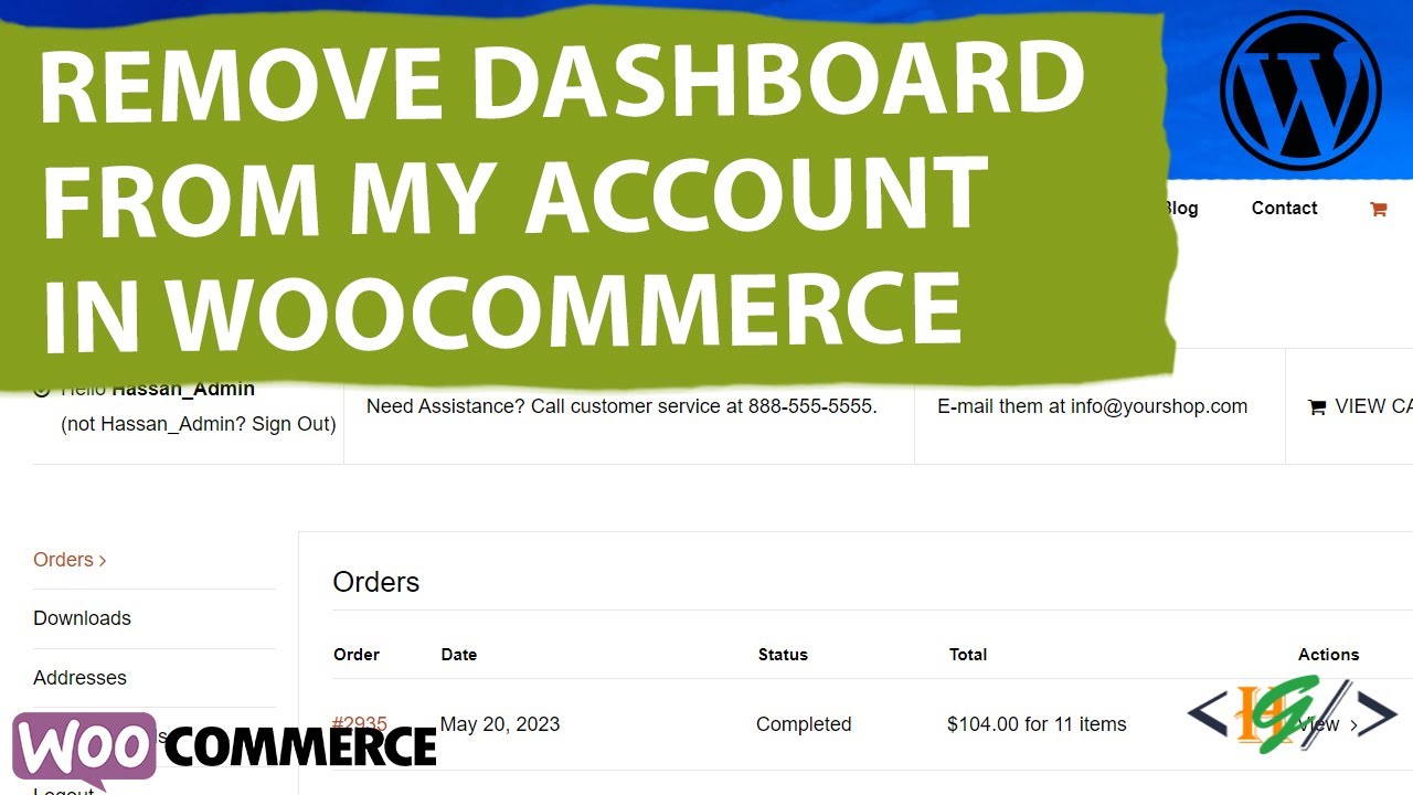 How to Remove Dashboard from My Account Page in How to Remove Dashboard from My Account Page in