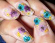 Glitter with Dried Flowers Nail Tutorial....!!