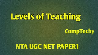 Understanding Levellevels Of Teaching With Neha Dhimannta Ugc Net Paper1Comptechy