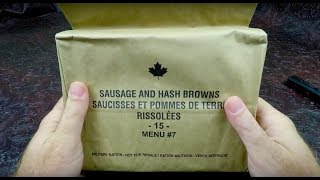 MRE Review 2015 Canadian IMP Menu 7 Sausage And Hash Browns