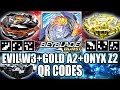 QR CODES EVIL ELEMENTAL W3 ONYX Z2 E A2 DOURADA - BEYBLADE BURST APP QR CODES