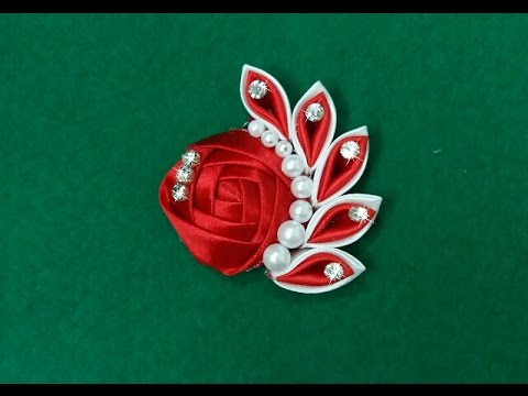 Брошка из лент канзаши Брошка из лент канзаши