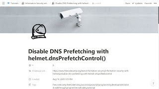 08 - Disable Dns Prefetching With Helmet.dnsprefetchcontrol - Information Security - Freecodecamp