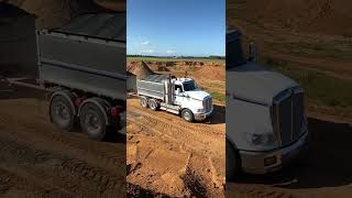 Kenworth T609 Truck And Dog Leaving The Stockpile To Head Out