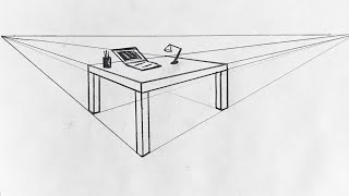 İki kaçış noktalı perspektif masa çizimi | kolay çizimler