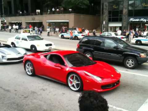 Transformer cars driving to set including Ferrari 458 Italia 