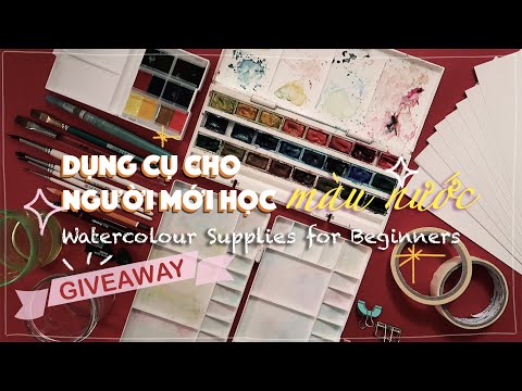 dụng cụ cho người mới học vẽ màu nước I GIVEAWAY 🎉 | Kiquy Pham