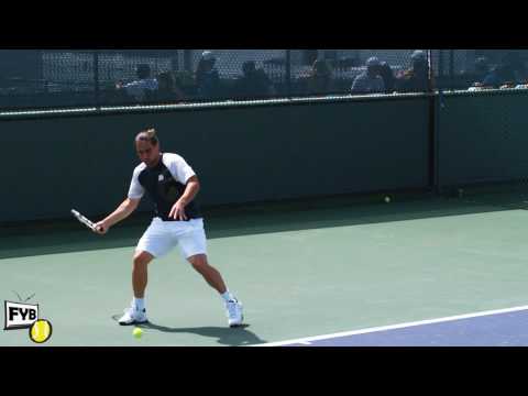 Marcos バグダディス hitting forehands and backhands -- Indian Wells Pt． 13