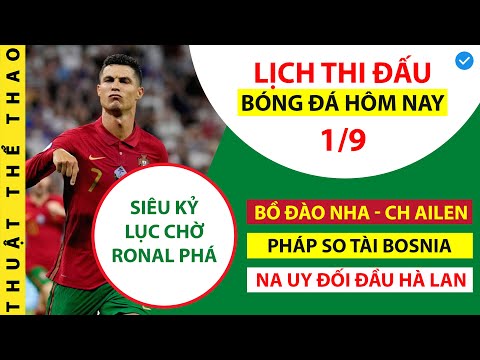 Lịch thi đấu bóng đá vòng loại World Cup 2022 hôm nay 1-9 | Ronaldo lập SIÊU KỶ LỤC cùng Bồ Đào Nha?