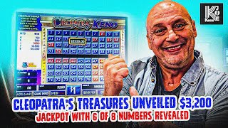 Cleopatra's Treasures Unveiled $3,200 Jackpot with 6 of 8 Numbers Revealed
