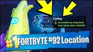 Fortnite FORTBYTE #92 LOCATION - ACCESSIBLE BY USING ROCK LOVE SPRAY NEAR A LAVAFALL (Fortnite)