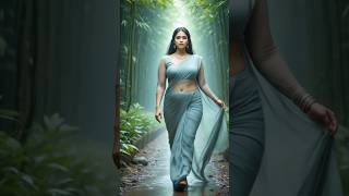 Misty Green Saree Elegance In Bamboo Forest
