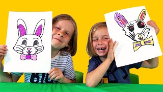 Kids Draw Easter Bunny | Funny drawing challenge for kids #StayHome and draw #WithMe