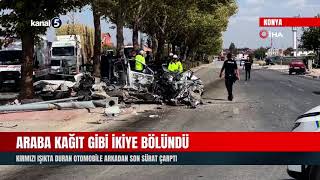 Araba Kağıt Gibi İkiye Bölündü Kırmızı Işıkta Duran Otomobile Arkadan Son Sürat Çarptı