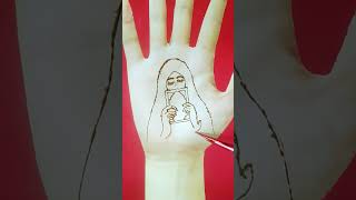 Hijab Girl Drowing With Quran Sarif Mehendi Art