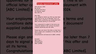 Appointment Letter Format For Write Appointment Letter In English