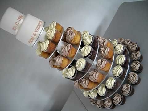  Wedding Cupcake Cake on a cupcake cake stand tower The top cake is a 