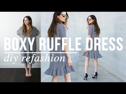DIY Boxy Ruffle Dress Refashion - YouTube