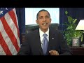 Title:11/22/08: President-elect Obama's Weekly Address Description:President-elect Barack Obama announces he has directed his economic team to assemble an Economic Recovery Plan that will save or create 2.5 million more jobs by January of 2011. For more information, visit http://change.gov.<br /><br />http://www.change.gov/copyright