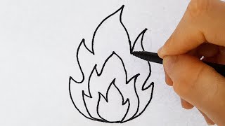 ÇOK KOLAY! Ateş Çizimi🔥- Kolay Adım Adım Çizimler