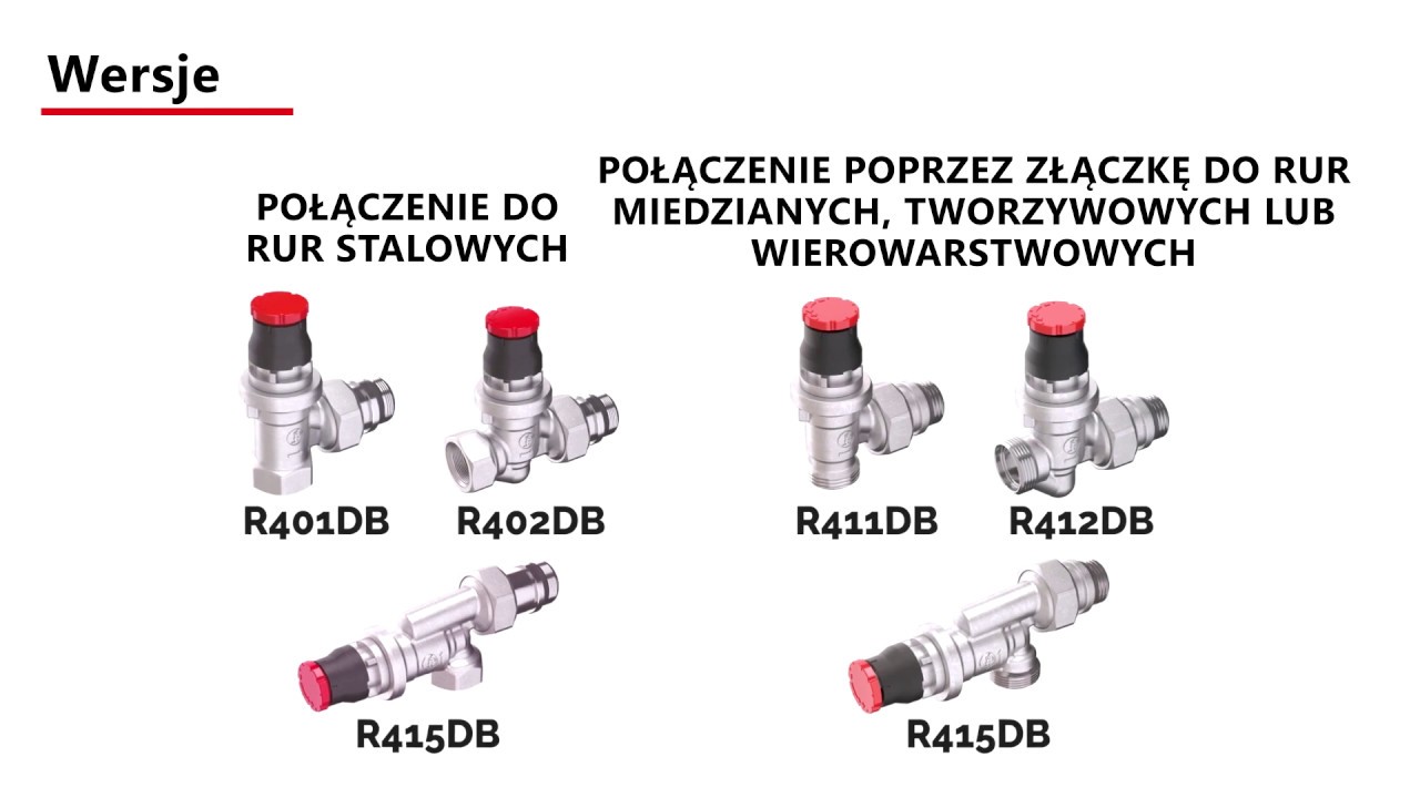 Termostatyczne zawory grzejnikowe z dynamicznym równoważeniem przepływu - seria DB.