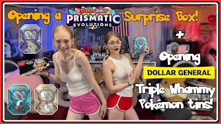 Opening A Scarlet & Violet Prismatic Evolutions Surprise Box Triple Whammy Pokémon Tins