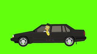 Green Screen - Homer Simpson Riding Volvo 960
