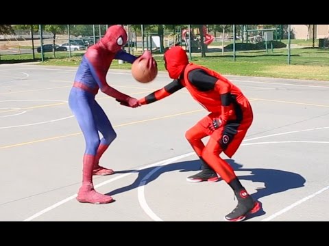 Spiderman vs Deadpool (scene via Spiderman Basketball Ep 6)