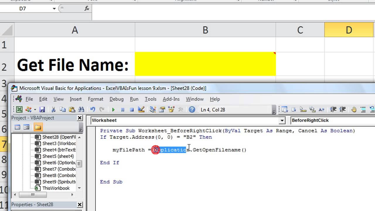 Excel VBA Basics #28 Get the Name or File Path, Open File ...