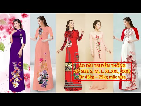 39 Mẫu Áo Dài Truyền Thống Việt Nam Đẹp Cổ Xưa họa tiết xinh xắn, size cho người mập 75kg