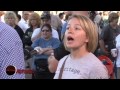 Wretched: Tearful woman confronts open-air preacher.