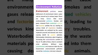 Environment Pollution Paragraph Writing