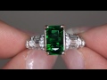 Rare Chrome Green Tourmaline & Diamond Ring Set In Solid 14K White Gold