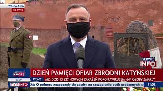 Prezydent Rp Andrzej Duda Przed Pomnikiem Katyńskim W Warszawie