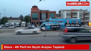 Düzcede Ak Partinin Seçim Araçları Taşlandı