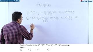 Finding Intersections For Right Angles Kcet 12Th Mathematics 3D Geometry Lines