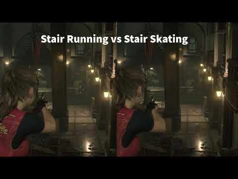 Stair skating side-by-side speed comparison - Resident Evil 2 Remake