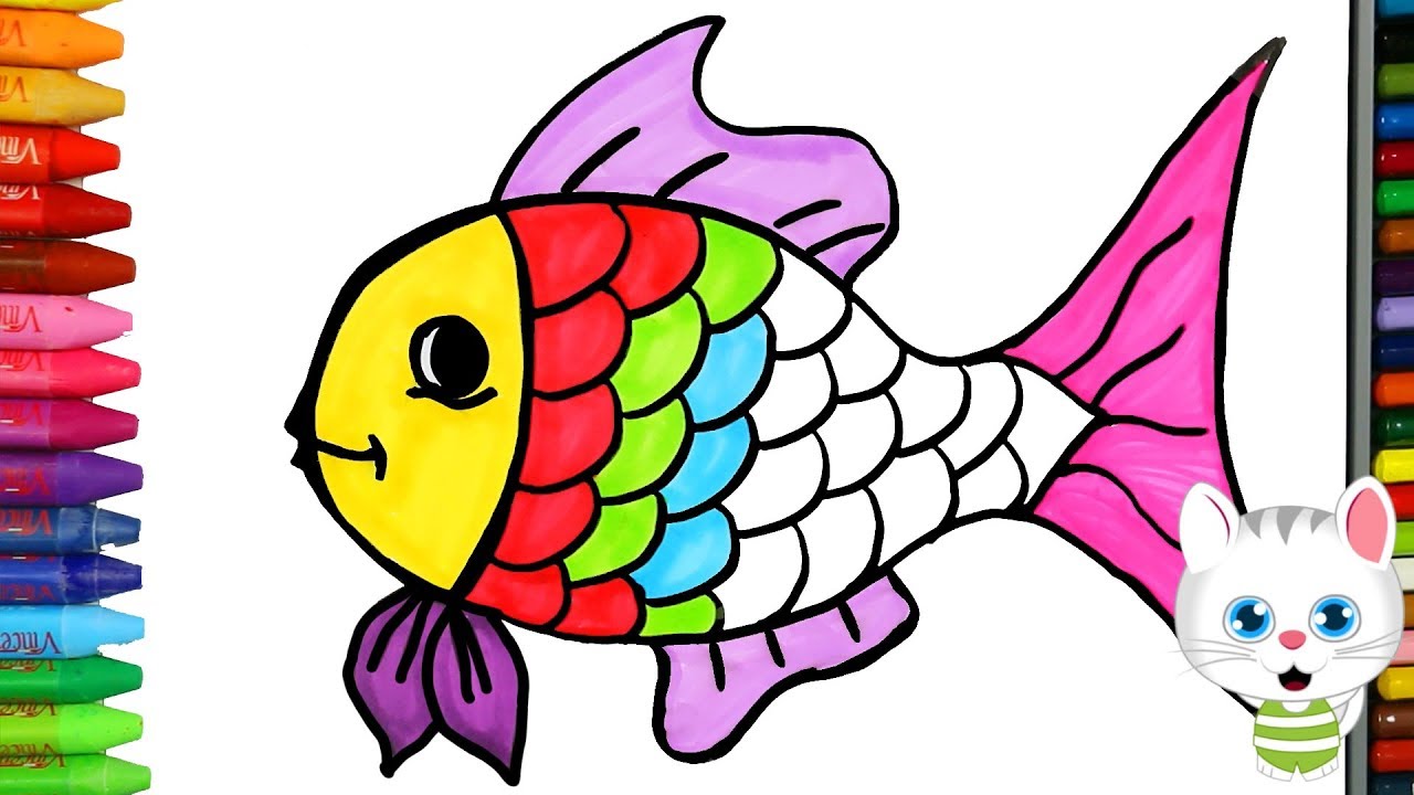 Cara Menggambar Ikan Berwarna Warni Dengan Mimi Cara