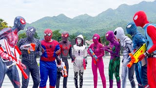 What If 10 SPIDER-MAN in 1 HOUSE ??? || Hey All SuperHero , Go To Trainning Nerf