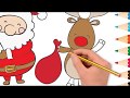 Vẽ và Tô Màu Ông Già Noel & Chú Tuần Lộc NTN | How to Draw Santa Claus and Reindeer Cute Christmas