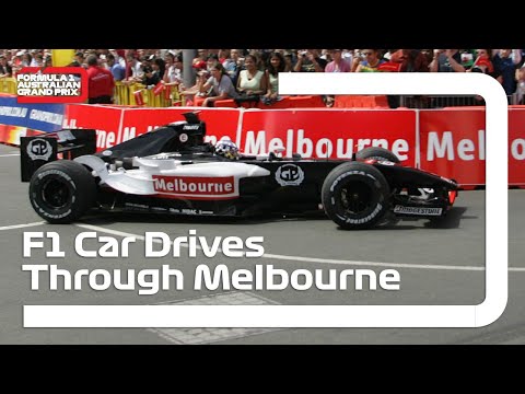 Formula 1 car goes for drive through Melbourne