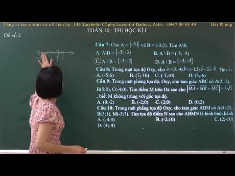 Toán 10 - thi học kì 1 - đề 2