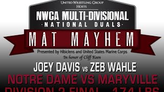 174 Joey Davis v Zeb Wahle - 2015 NWCA Multi-Divisional Duals - D2 FINAL